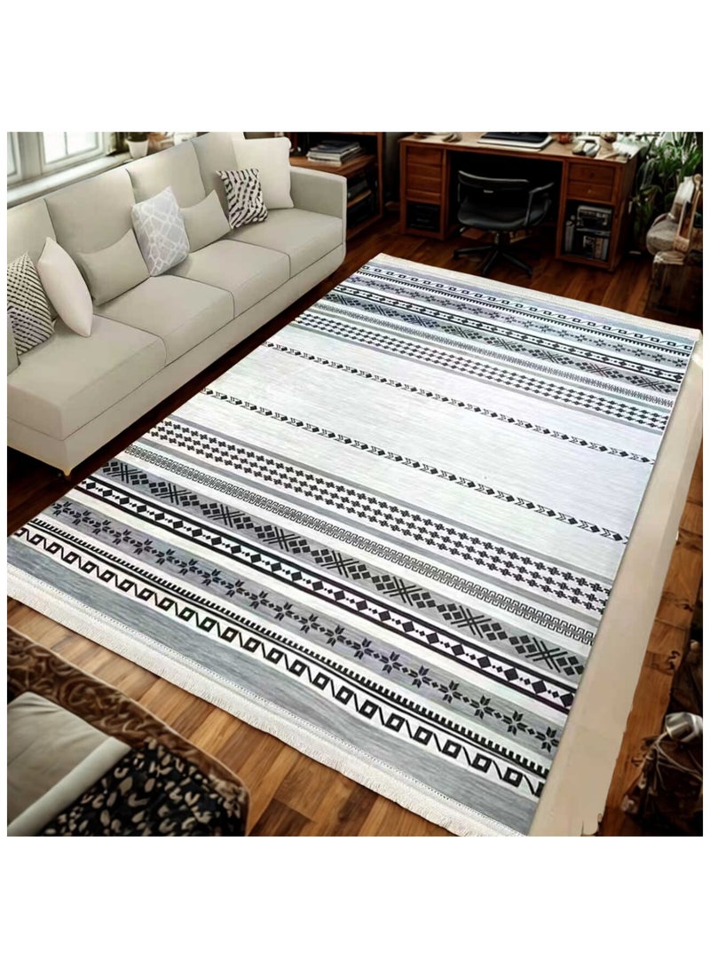 SMART HOME Large padded floor mat with a soft velvet surface and non-slip backing - Living room rug - Majlis rug - Lounge rug - Luxurious decorative rug - Elegant rug with modern patterns for living rooms and majlis - Size 300x200cm - Suitable for everyday use and entertaining - Image 4